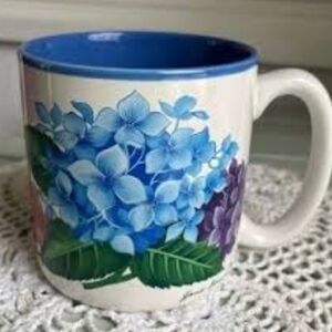 Jane Bowen 1991 Flowers, Inc.  Balloons Blue  Hydrangeas Coffee  Mug 12 oz